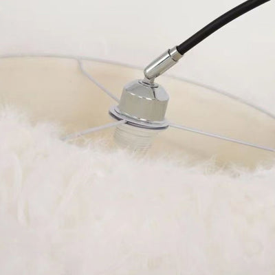 Contemporary Creative Retractable Curved Round Feather Iron Marble 1-Light Standing Floor Lamp For Living Room