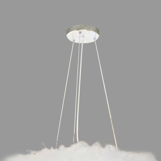 Lustre contemporain créatif rond en plumes de crème d&