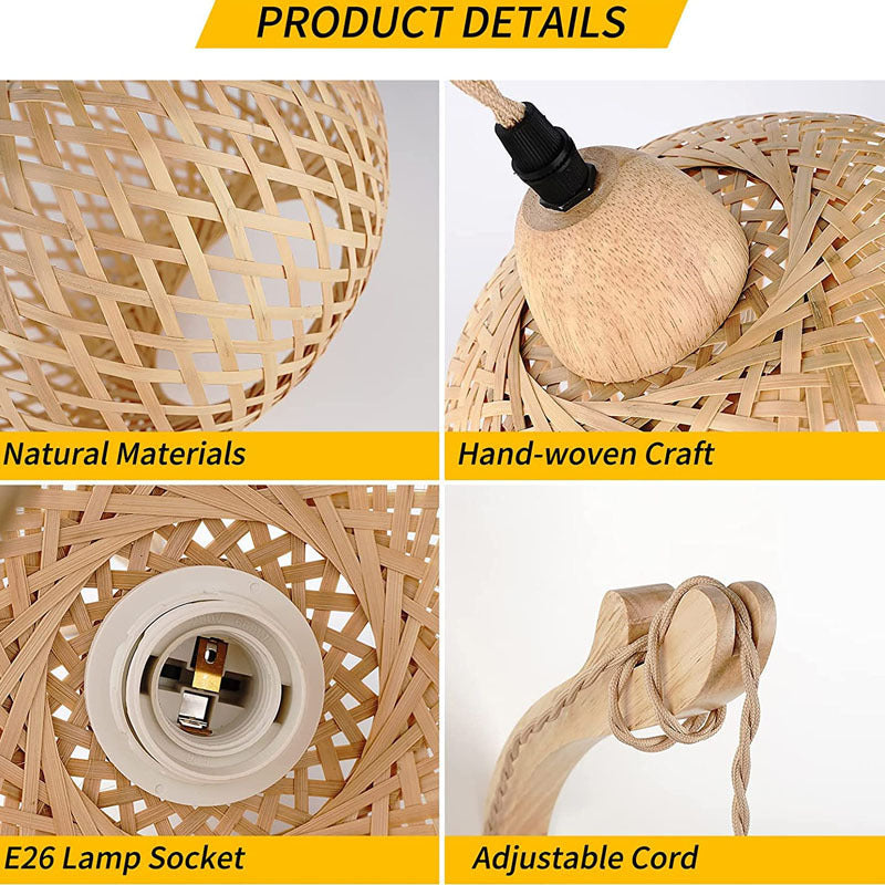 Traditional Vintage Square Skeleton Spherical Bamboo Rattan 1-Light Wall Sconce Lamp For Living Room