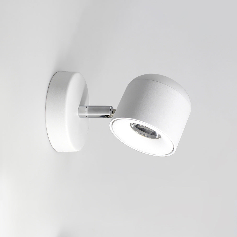 Moderne minimalistische zylindrische runde drehbare Aluminium-LED-Wandleuchte für das Wohnzimmer 