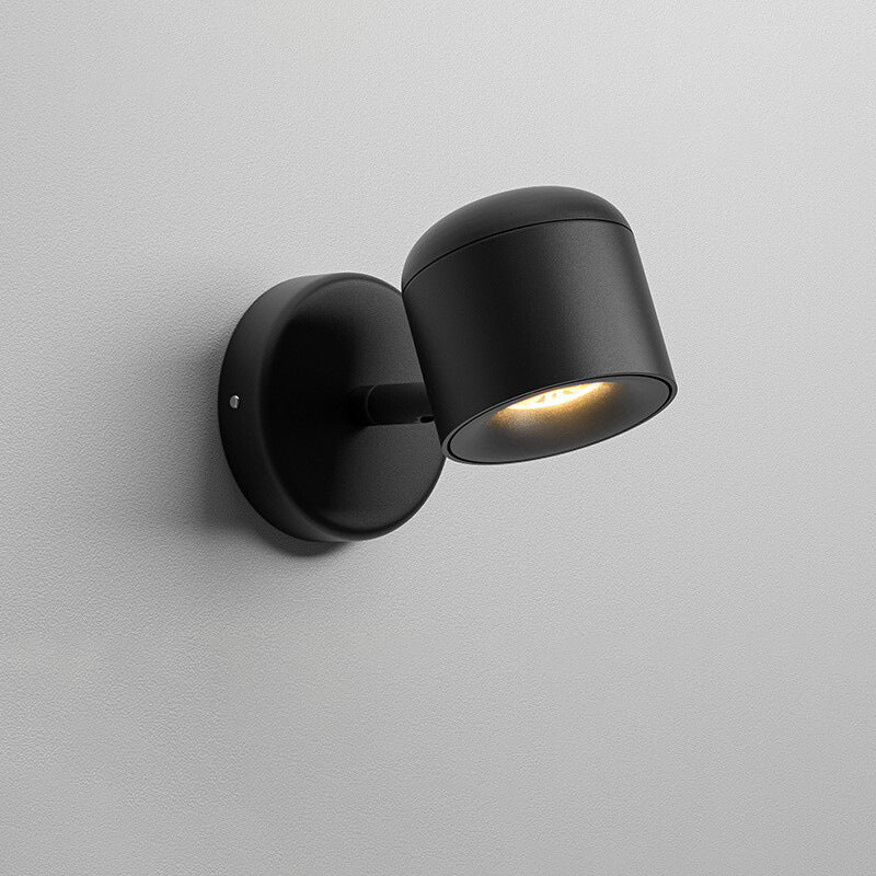 Moderne minimalistische zylindrische runde drehbare Aluminium-LED-Wandleuchte für das Wohnzimmer 