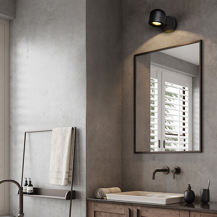 Moderne minimalistische zylindrische runde drehbare Aluminium-LED-Wandleuchte für das Wohnzimmer 