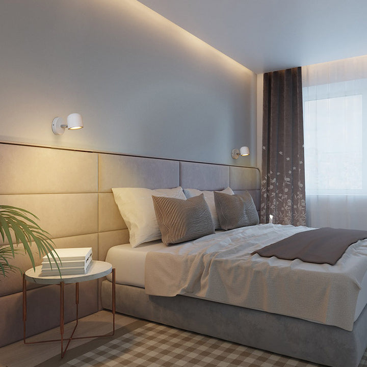 Moderne minimalistische zylindrische runde drehbare Aluminium-LED-Wandleuchte für das Wohnzimmer 