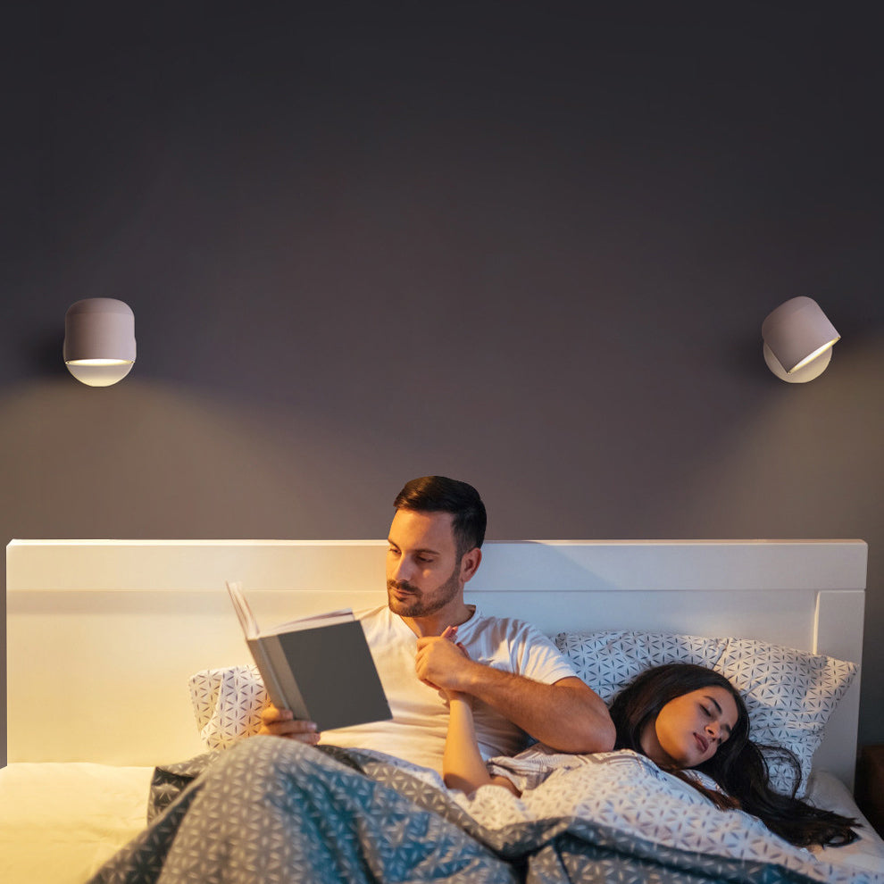 Moderne minimalistische zylindrische runde drehbare Aluminium-LED-Wandleuchte für das Wohnzimmer 
