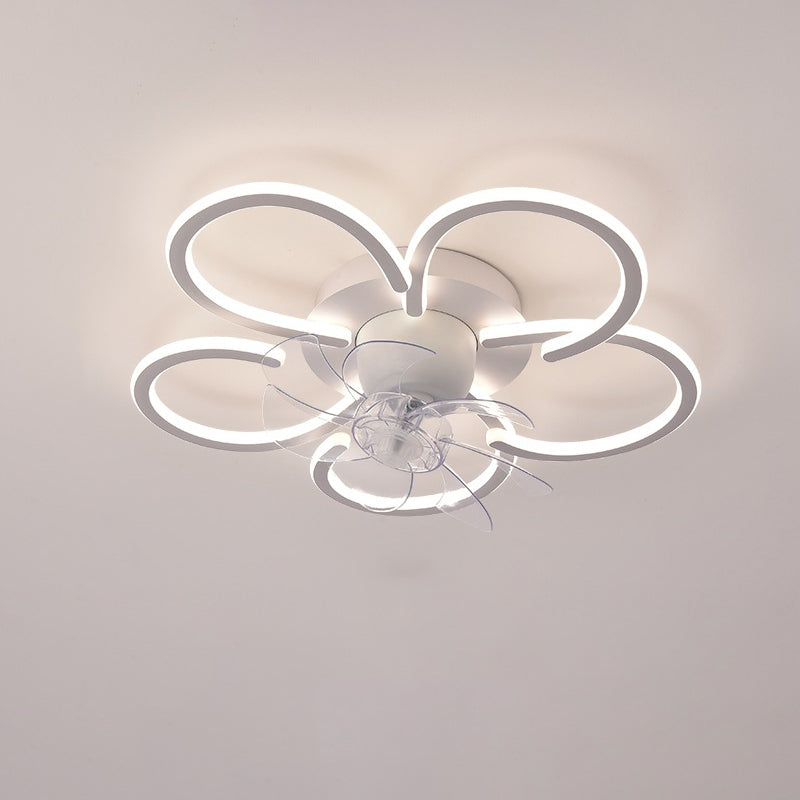 Moderne minimalistische Blume Form Runde ABS Acryl Eisen LED Deckenventilator Licht für Schlafzimmer 
