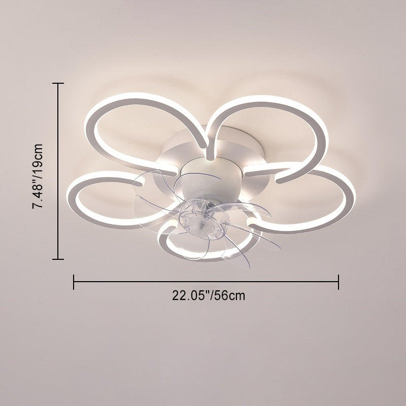 Moderne minimalistische Blume Form Runde ABS Acryl Eisen LED Deckenventilator Licht für Schlafzimmer 