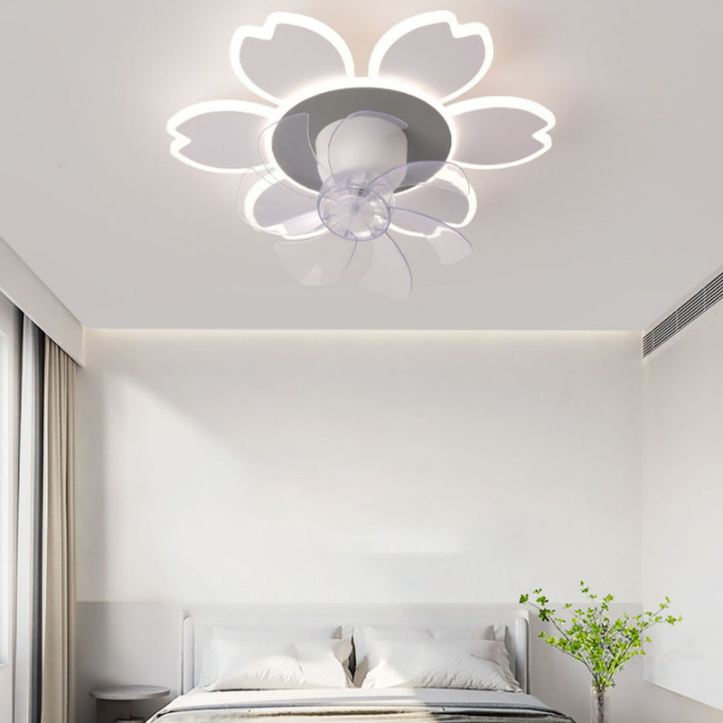Moderne minimalistische Blume Form Runde ABS Acryl Eisen LED Deckenventilator Licht für Schlafzimmer 