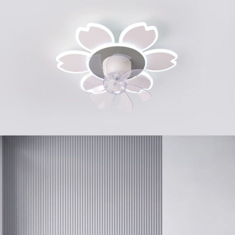 Moderne minimalistische Blume Form Runde ABS Acryl Eisen LED Deckenventilator Licht für Schlafzimmer 
