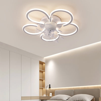 Moderne minimalistische Blume Form Runde ABS Acryl Eisen LED Deckenventilator Licht für Schlafzimmer 