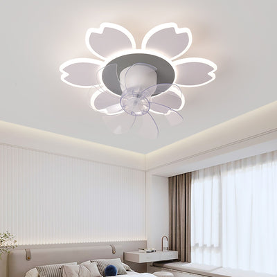 Moderne minimalistische Blume Form Runde ABS Acryl Eisen LED Deckenventilator Licht für Schlafzimmer 