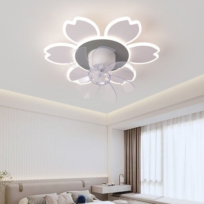 Moderne minimalistische Blume Form Runde ABS Acryl Eisen LED Deckenventilator Licht für Schlafzimmer 