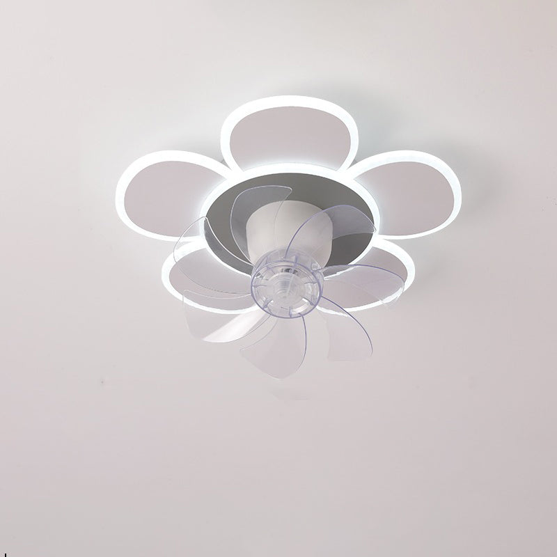 Moderne minimalistische Blume Form Runde ABS Acryl Eisen LED Deckenventilator Licht für Schlafzimmer 