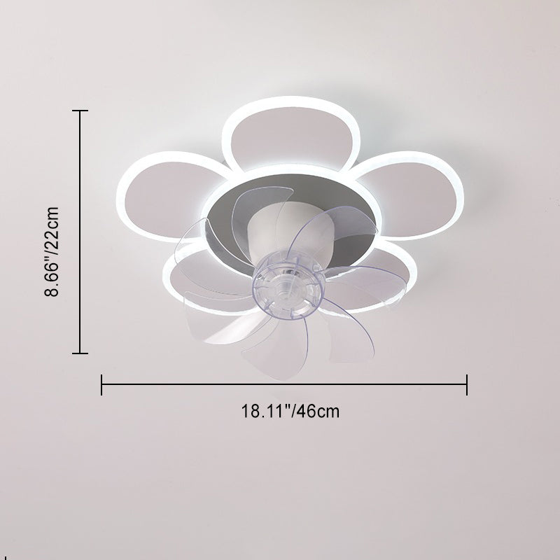 Moderne minimalistische Blume Form Runde ABS Acryl Eisen LED Deckenventilator Licht für Schlafzimmer 