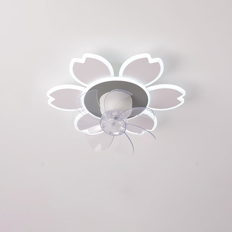 Moderne minimalistische Blume Form Runde ABS Acryl Eisen LED Deckenventilator Licht für Schlafzimmer 