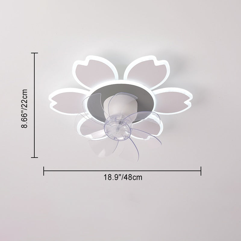 Moderne minimalistische Blume Form Runde ABS Acryl Eisen LED Deckenventilator Licht für Schlafzimmer 