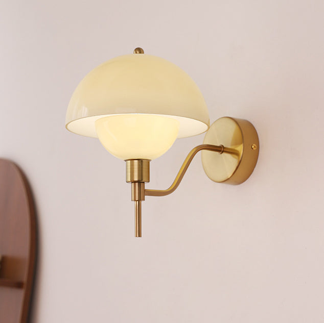 Traditional French Round Mushroom Shape Glass Acrylic Iron 1-Light Wall Sconce Lamp For Living Room