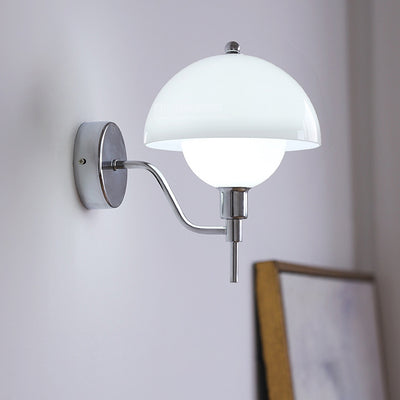 Traditional French Round Mushroom Shape Glass Acrylic Iron 1-Light Wall Sconce Lamp For Living Room