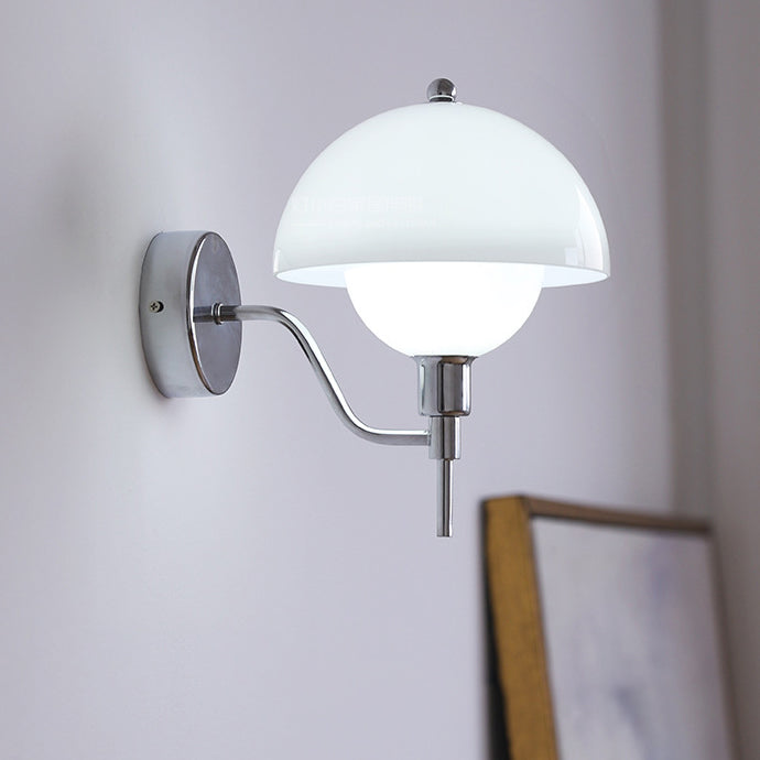 Traditional French Round Mushroom Shape Glass Acrylic Iron 1-Light Wall Sconce Lamp For Living Room