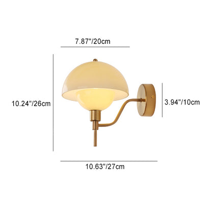 Traditional French Round Mushroom Shape Glass Acrylic Iron 1-Light Wall Sconce Lamp For Living Room