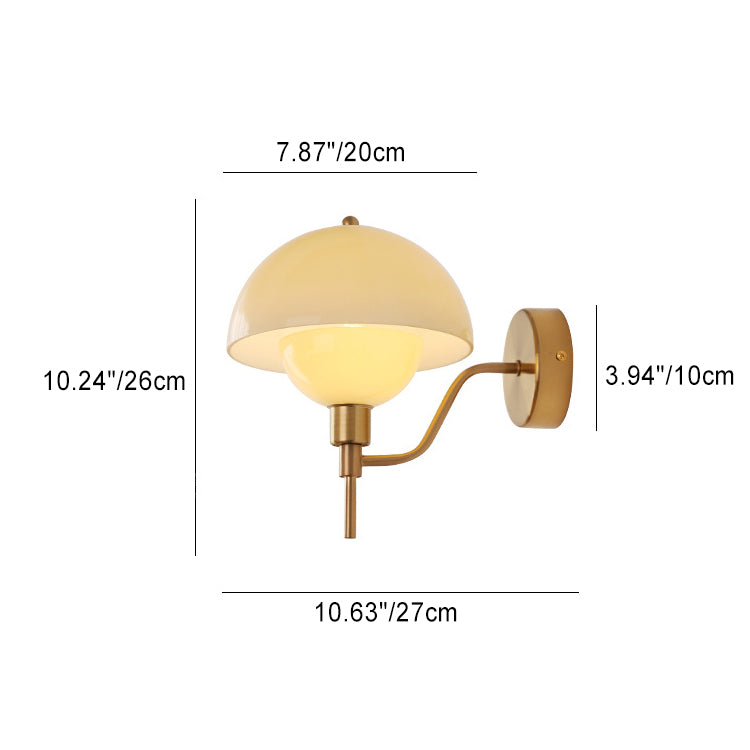 Traditional French Round Mushroom Shape Glass Acrylic Iron 1-Light Wall Sconce Lamp For Living Room