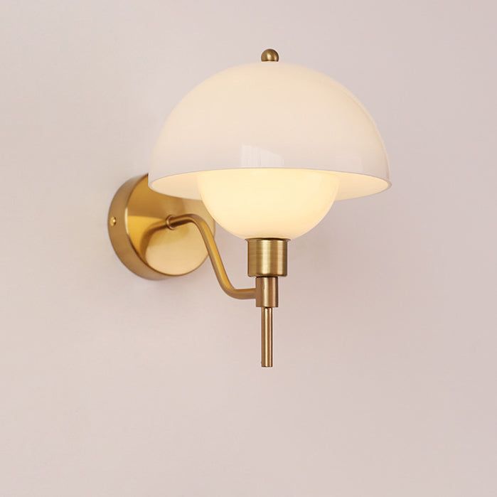 Traditional French Round Mushroom Shape Glass Acrylic Iron 1-Light Wall Sconce Lamp For Living Room
