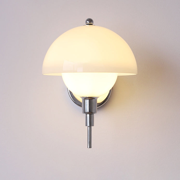 Traditional French Round Mushroom Shape Glass Acrylic Iron 1-Light Wall Sconce Lamp For Living Room