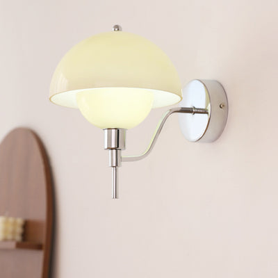 Traditional French Round Mushroom Shape Glass Acrylic Iron 1-Light Wall Sconce Lamp For Living Room