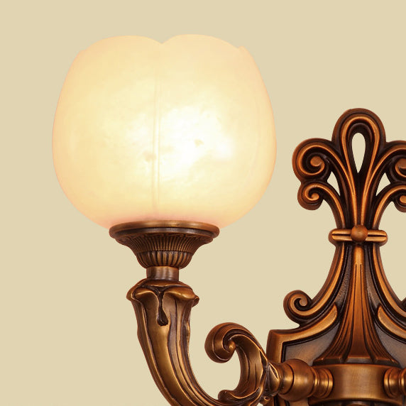 Applique murale à 2 lumières en laiton marbré avec motif traditionnel vintage pour salon 