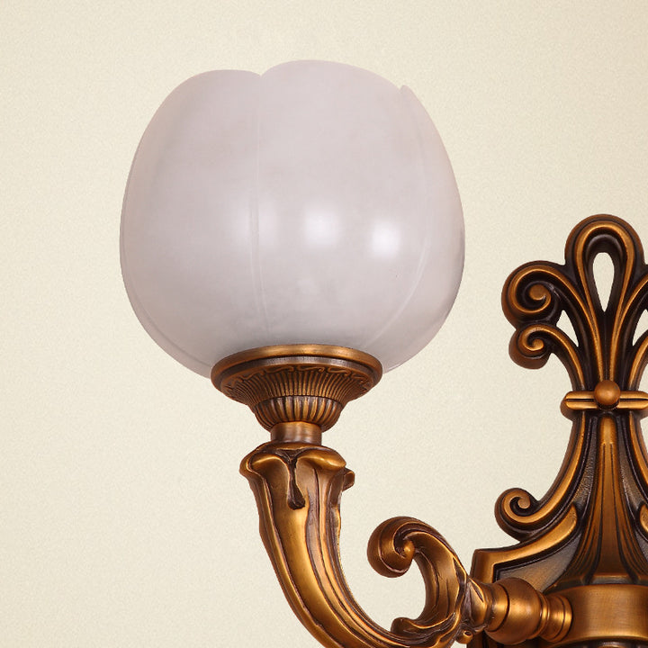 Applique murale à 2 lumières en laiton marbré avec motif traditionnel vintage pour salon 