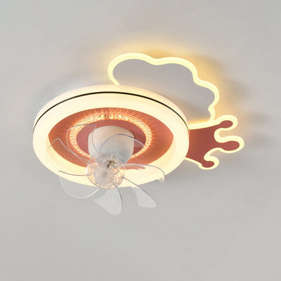 Ventilateur de Plafond LED Moderne Minimaliste Nuages Avions Couronnes Rond ABS Fer Cuivre Pour Chambre 
