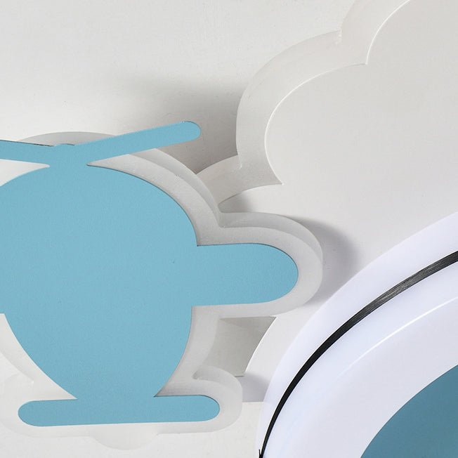 Ventilateur de Plafond LED Moderne Minimaliste Nuages Avions Couronnes Rond ABS Fer Cuivre Pour Chambre 