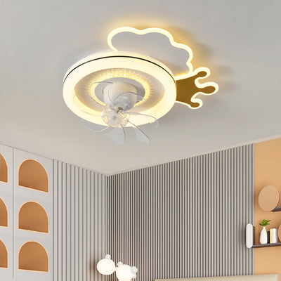 Ventilateur de Plafond LED Moderne Minimaliste Nuages Avions Couronnes Rond ABS Fer Cuivre Pour Chambre 