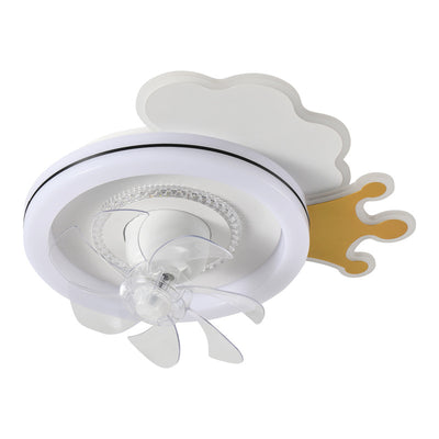 Ventilateur de Plafond LED Moderne Minimaliste Nuages Avions Couronnes Rond ABS Fer Cuivre Pour Chambre 