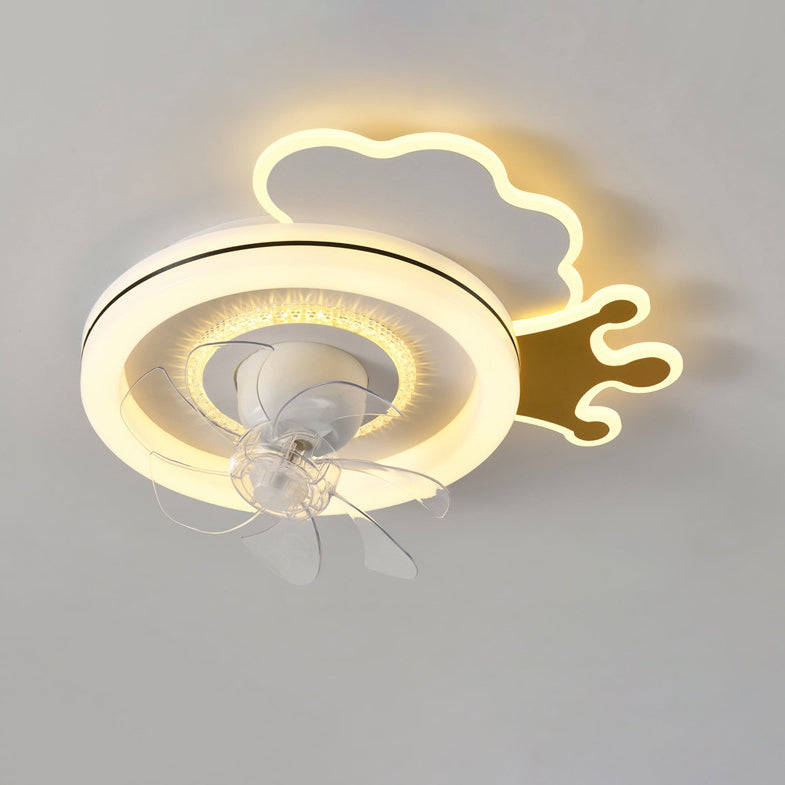 Ventilateur de Plafond LED Moderne Minimaliste Nuages Avions Couronnes Rond ABS Fer Cuivre Pour Chambre 