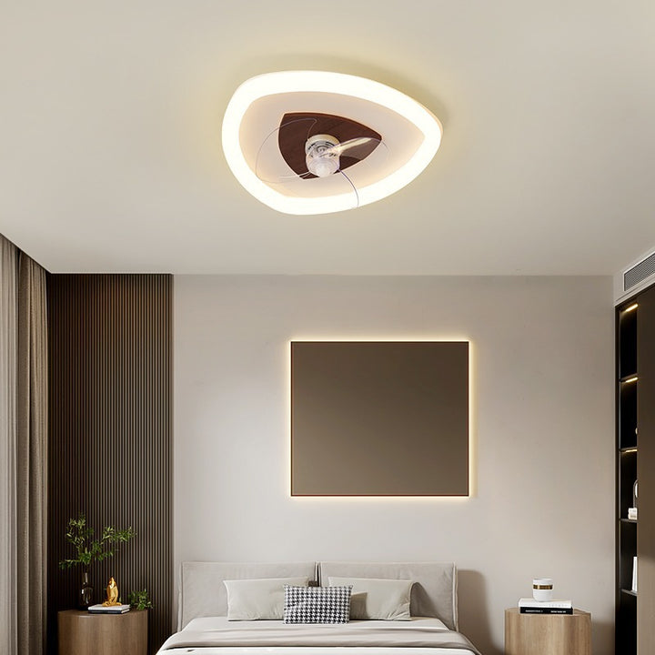 Moderne Art Deco Dreieck Pentagramm Quadrat PVC Aluminium LED Deckenventilatorleuchte für Schlafzimmer 