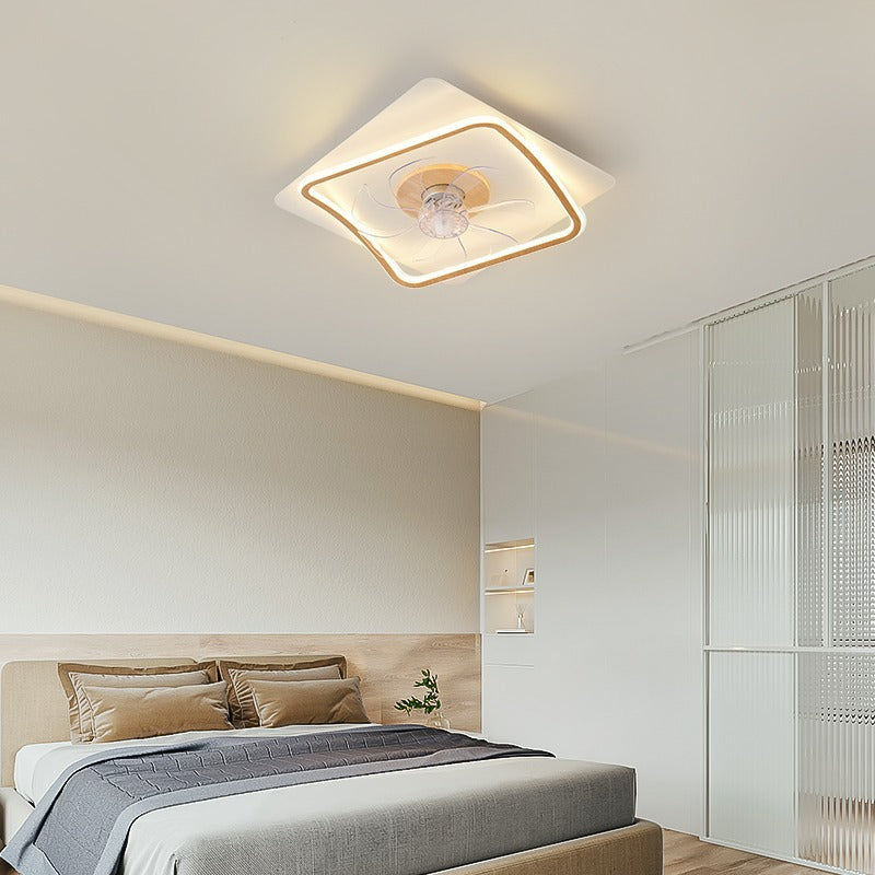 Moderne Art Deco Dreieck Pentagramm Quadrat PVC Aluminium LED Deckenventilatorleuchte für Schlafzimmer 