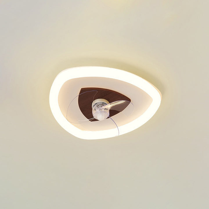 Moderne Art Deco Dreieck Pentagramm Quadrat PVC Aluminium LED Deckenventilatorleuchte für Schlafzimmer 