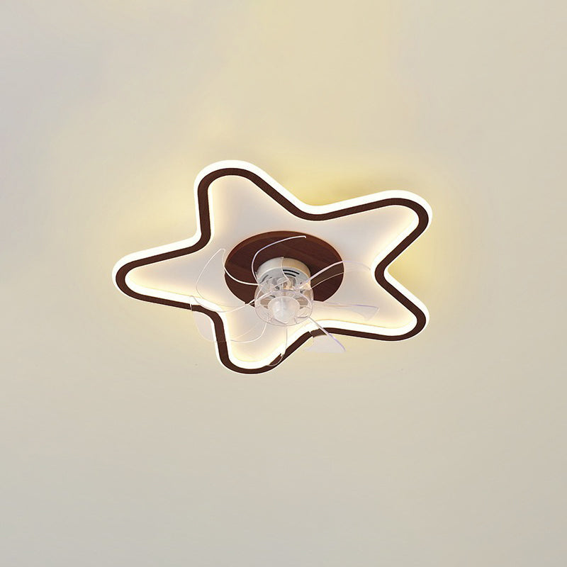 Moderne Art Deco Dreieck Pentagramm Quadrat PVC Aluminium LED Deckenventilatorleuchte für Schlafzimmer 