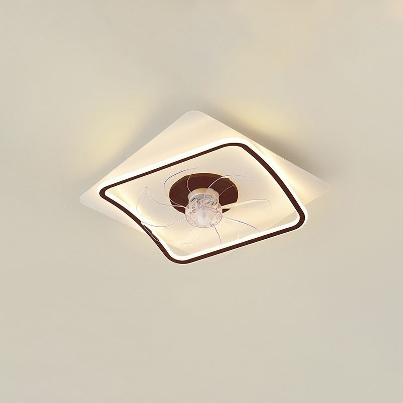 Moderne Art Deco Dreieck Pentagramm Quadrat PVC Aluminium LED Deckenventilatorleuchte für Schlafzimmer 