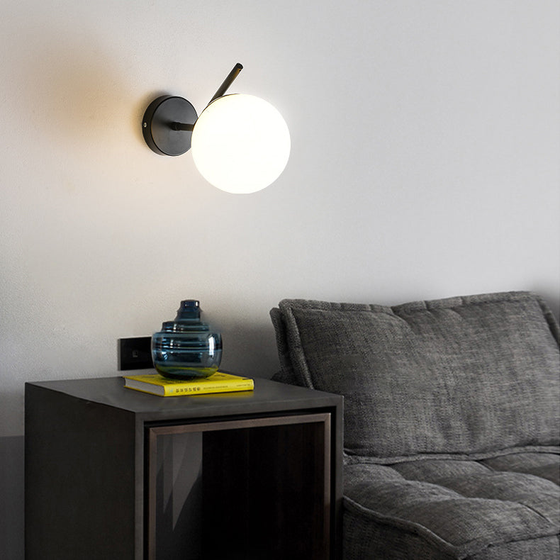 Contemporary Creative Round Orb Water Patterned Glass Iron 1-Light Wall Sconce Lamp For Living Room