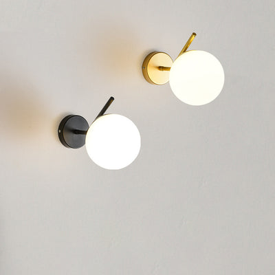 Contemporary Creative Round Orb Water Patterned Glass Iron 1-Light Wall Sconce Lamp For Living Room