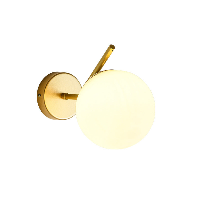 Contemporary Creative Round Orb Water Patterned Glass Iron 1-Light Wall Sconce Lamp For Living Room