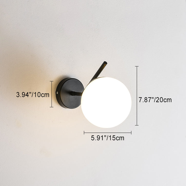 Contemporary Creative Round Orb Water Patterned Glass Iron 1-Light Wall Sconce Lamp For Living Room