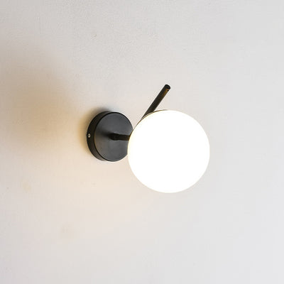 Contemporary Creative Round Orb Water Patterned Glass Iron 1-Light Wall Sconce Lamp For Living Room