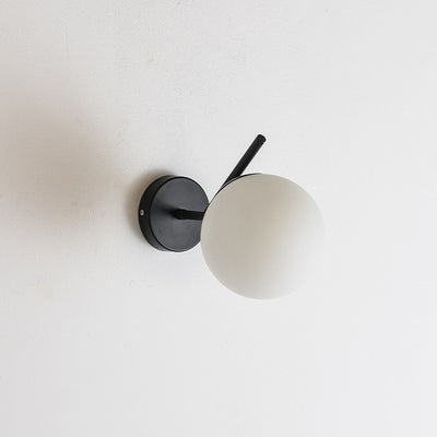 Contemporary Creative Round Orb Water Patterned Glass Iron 1-Light Wall Sconce Lamp For Living Room