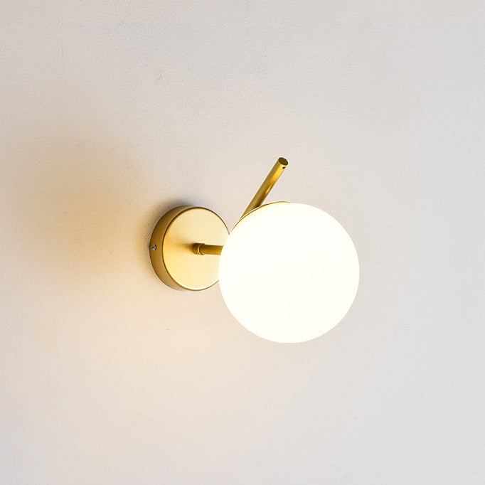 Contemporary Creative Round Orb Water Patterned Glass Iron 1-Light Wall Sconce Lamp For Living Room