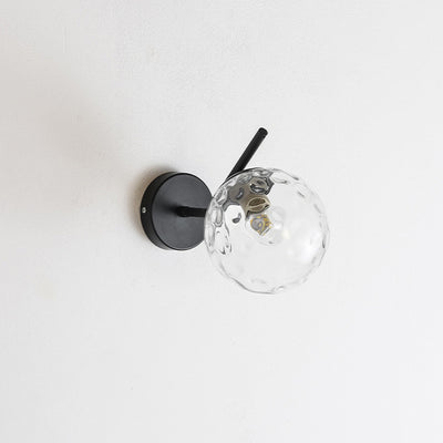 Contemporary Creative Round Orb Water Patterned Glass Iron 1-Light Wall Sconce Lamp For Living Room