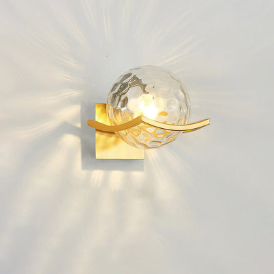 Contemporary Scandinavian Orb Watermarked Glass Hardware 1-Light Wall Sconce Lamp For Living Room