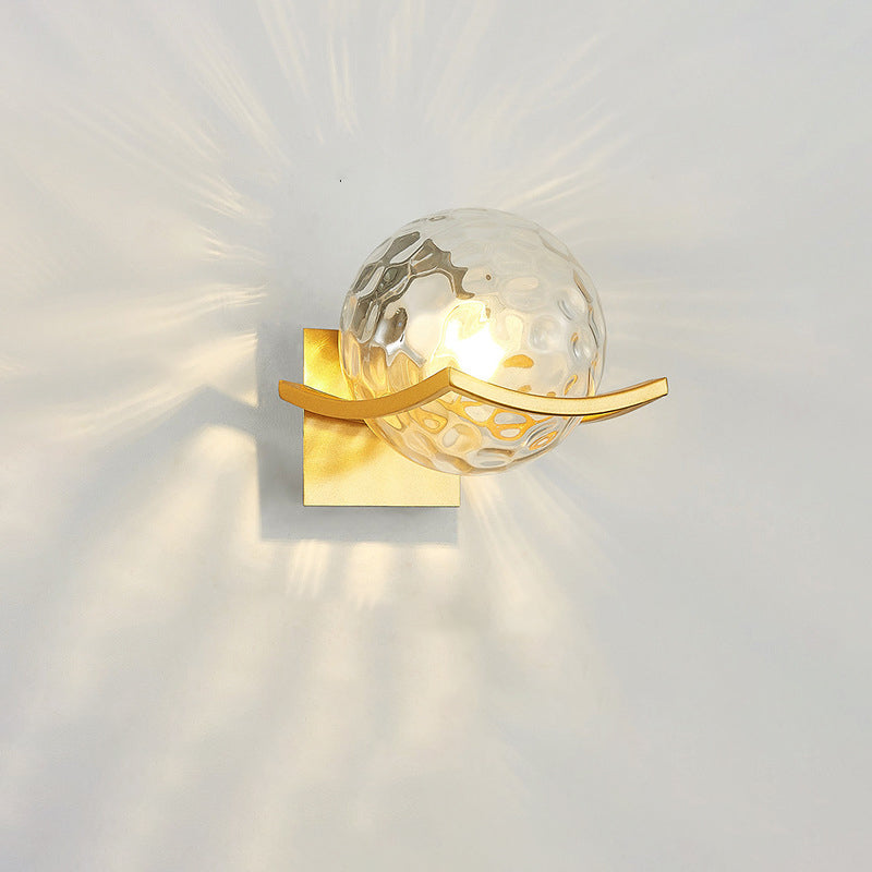 Contemporary Scandinavian Orb Watermarked Glass Hardware 1-Light Wall Sconce Lamp For Living Room