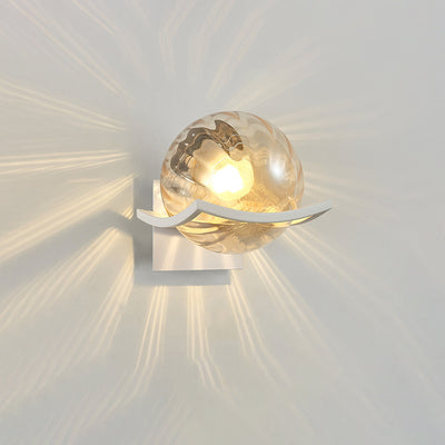 Contemporary Scandinavian Orb Watermarked Glass Hardware 1-Light Wall Sconce Lamp For Living Room